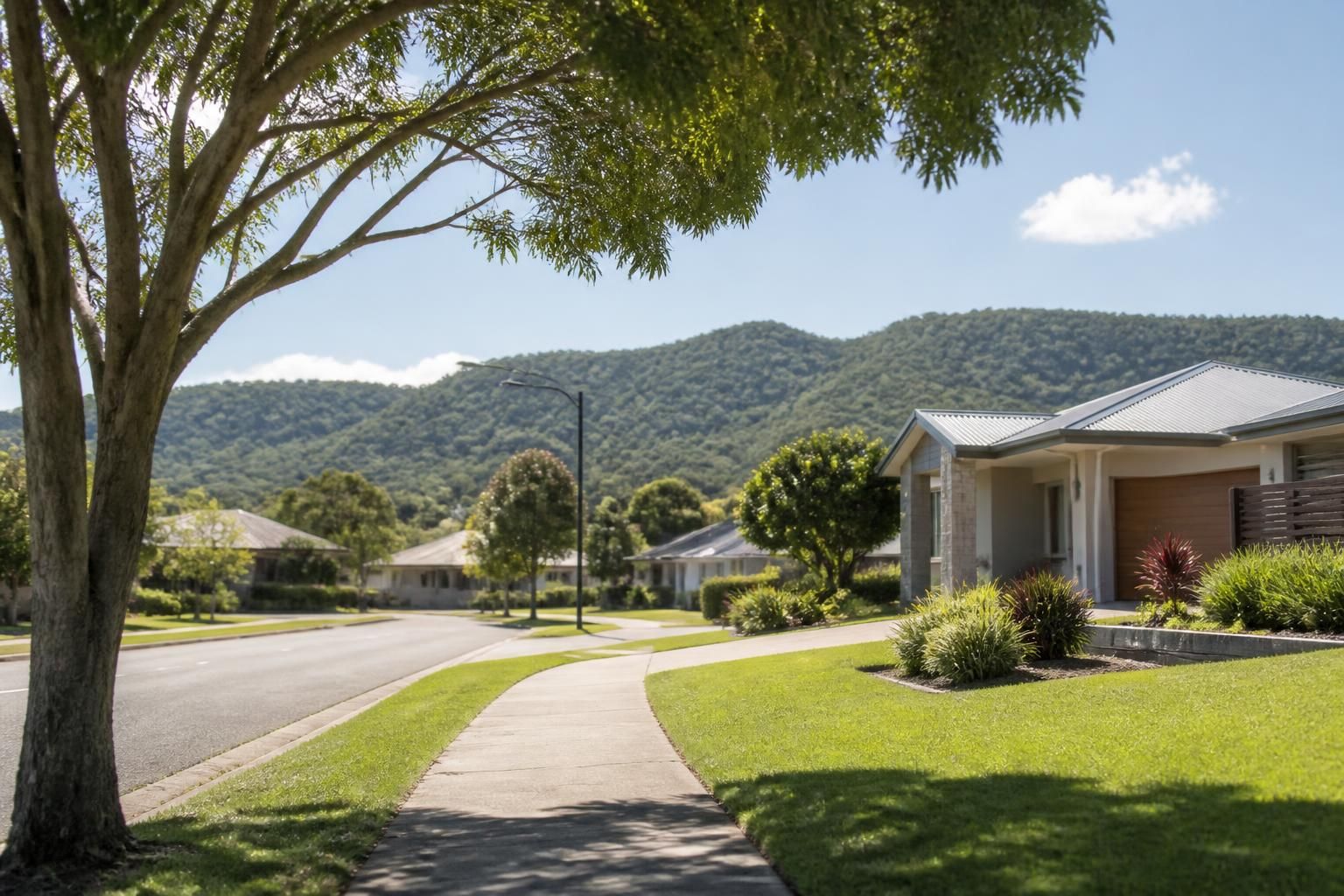 Residential neighborhood scene in Goonellabah, NSW.