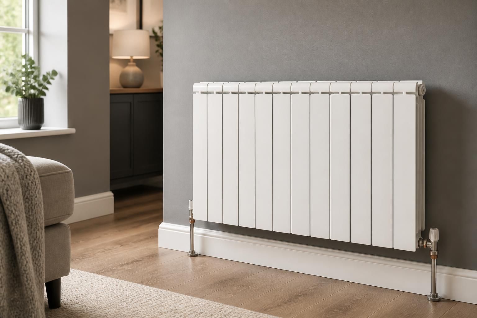 Finished heating installation in a modern home interior.