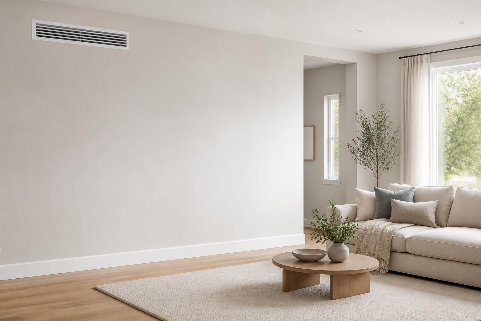Clean modern home interior with polished air conditioning vents.