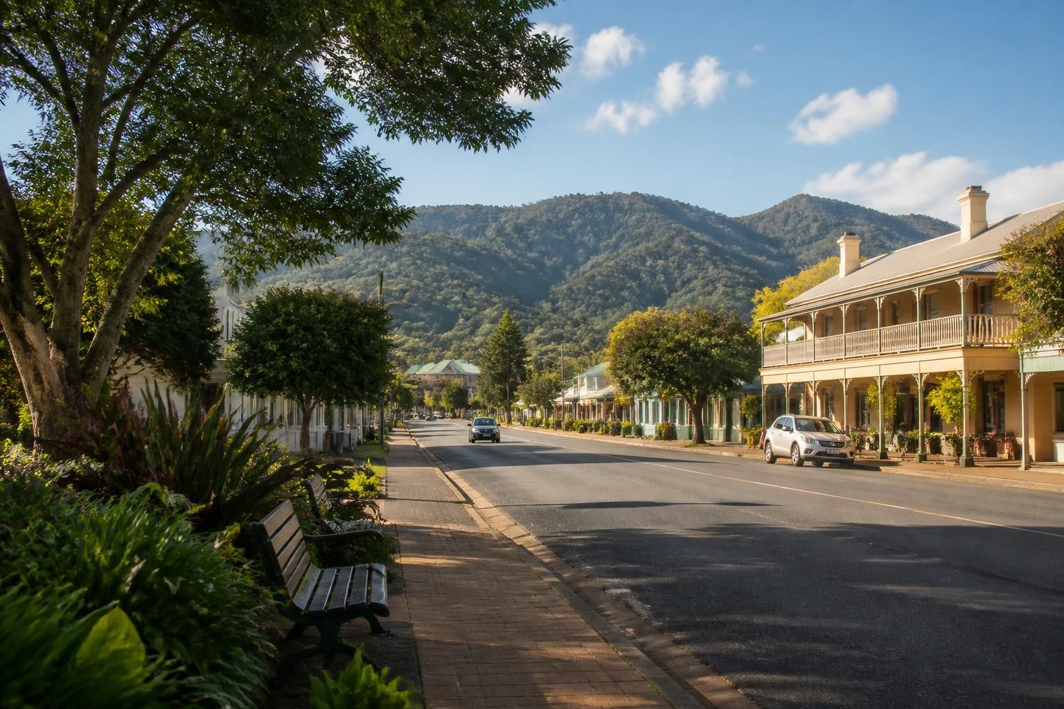 Peaceful rural town scene in Kyogle, NSW.